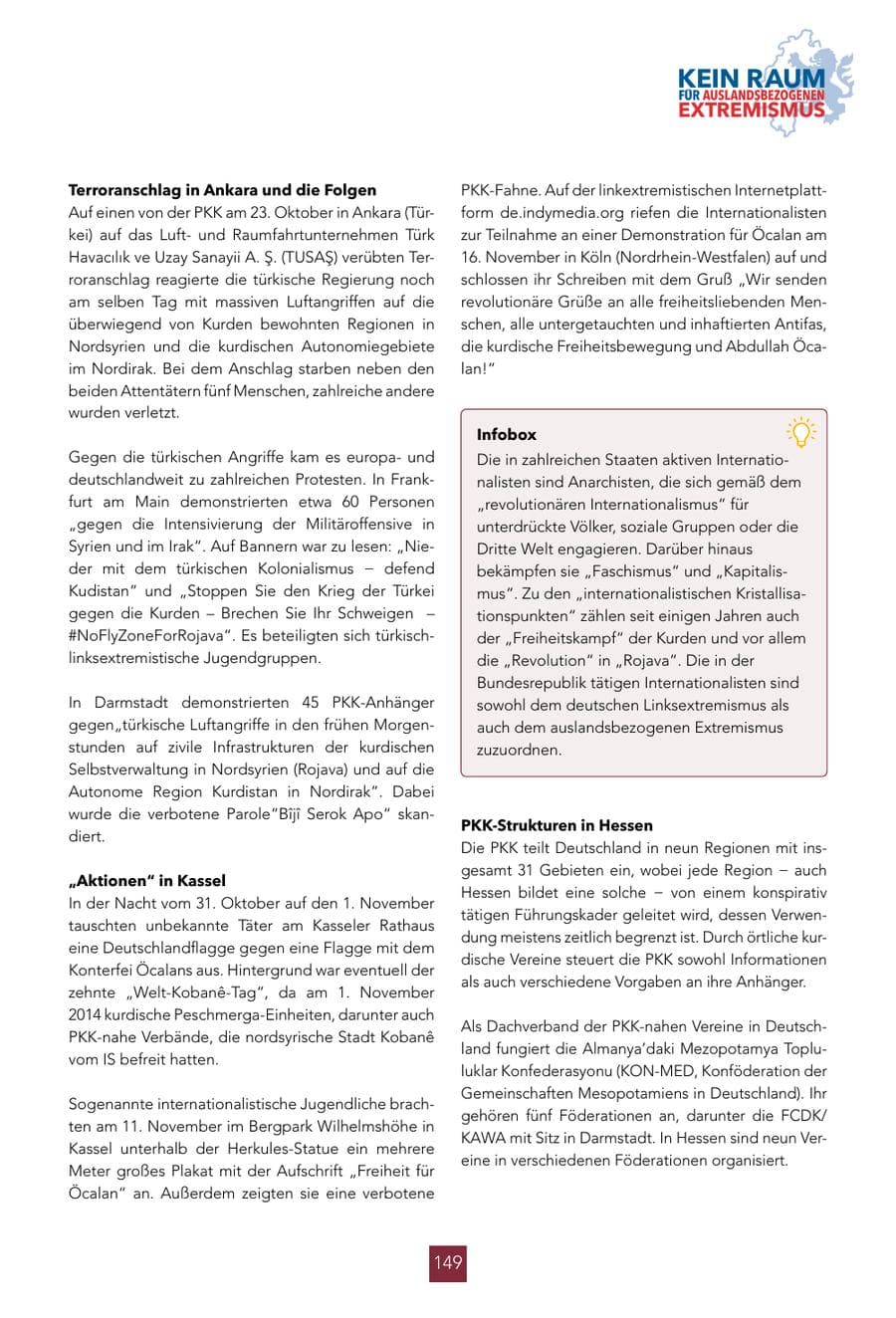 Seite 149 des Verfassungsschutzbericht 2024 Hessen
