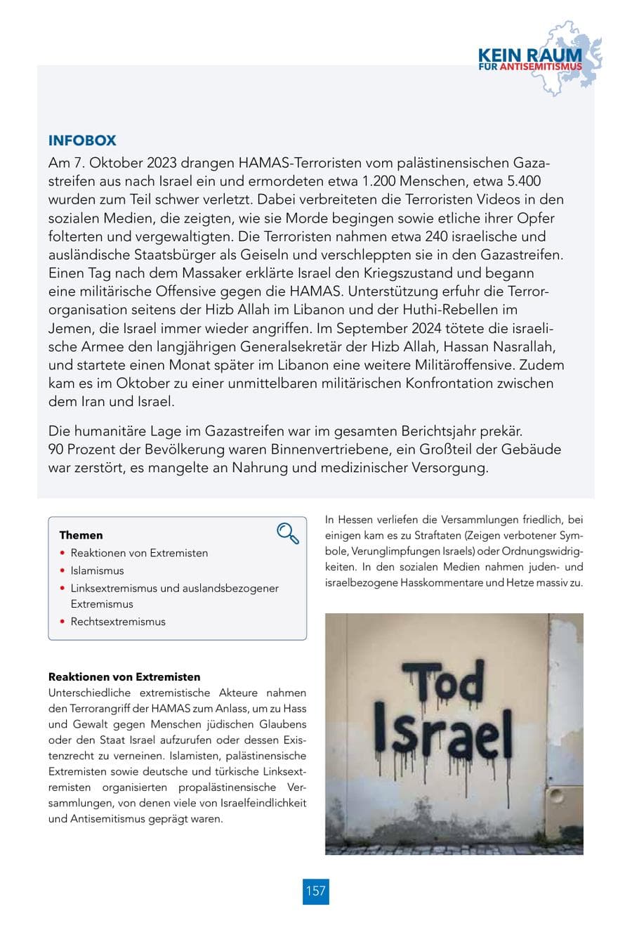 Seite 157 des Verfassungsschutzbericht 2024 Hessen