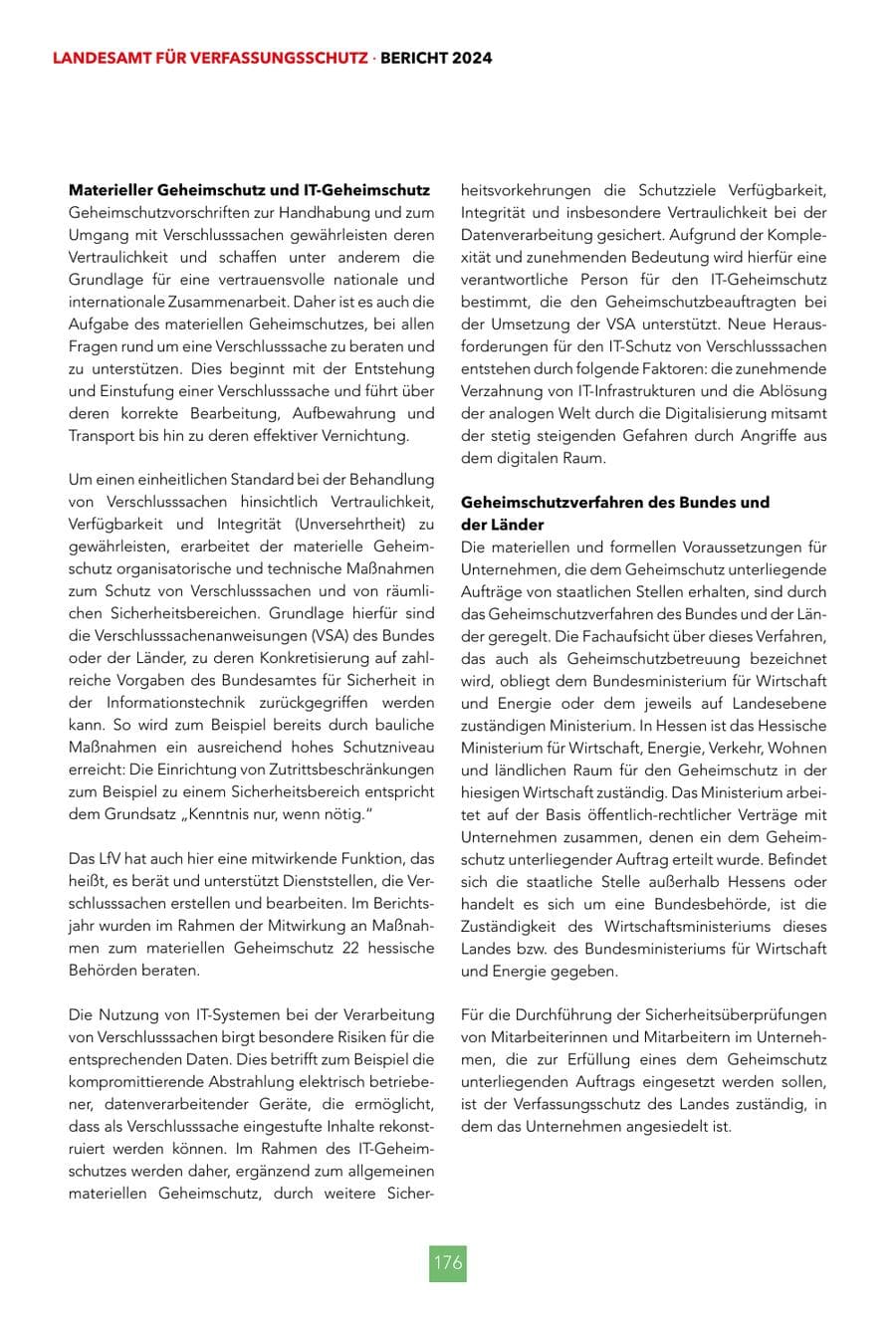 Seite 176 des Verfassungsschutzbericht 2024 Hessen