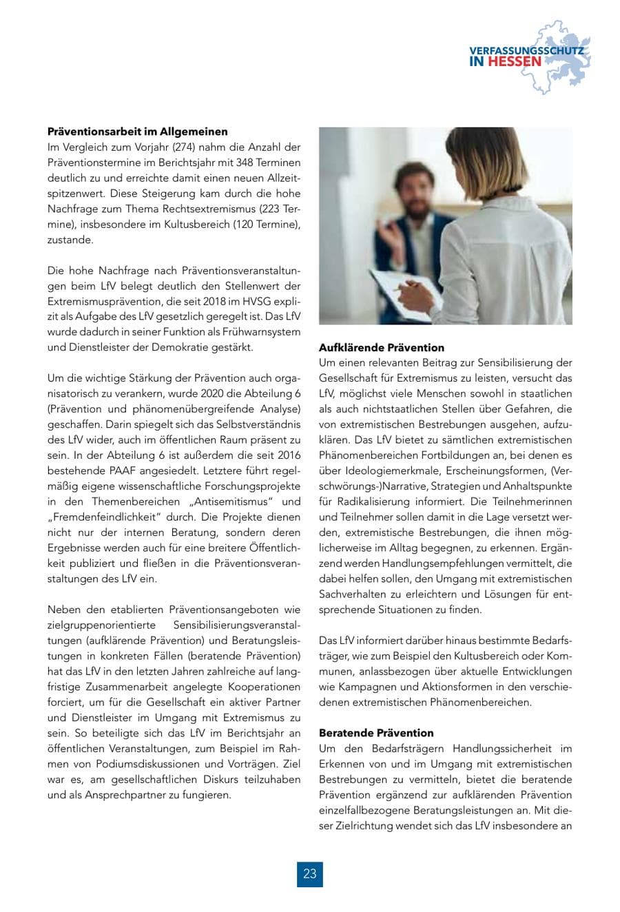 Seite 23 des Verfassungsschutzbericht 2024 Hessen