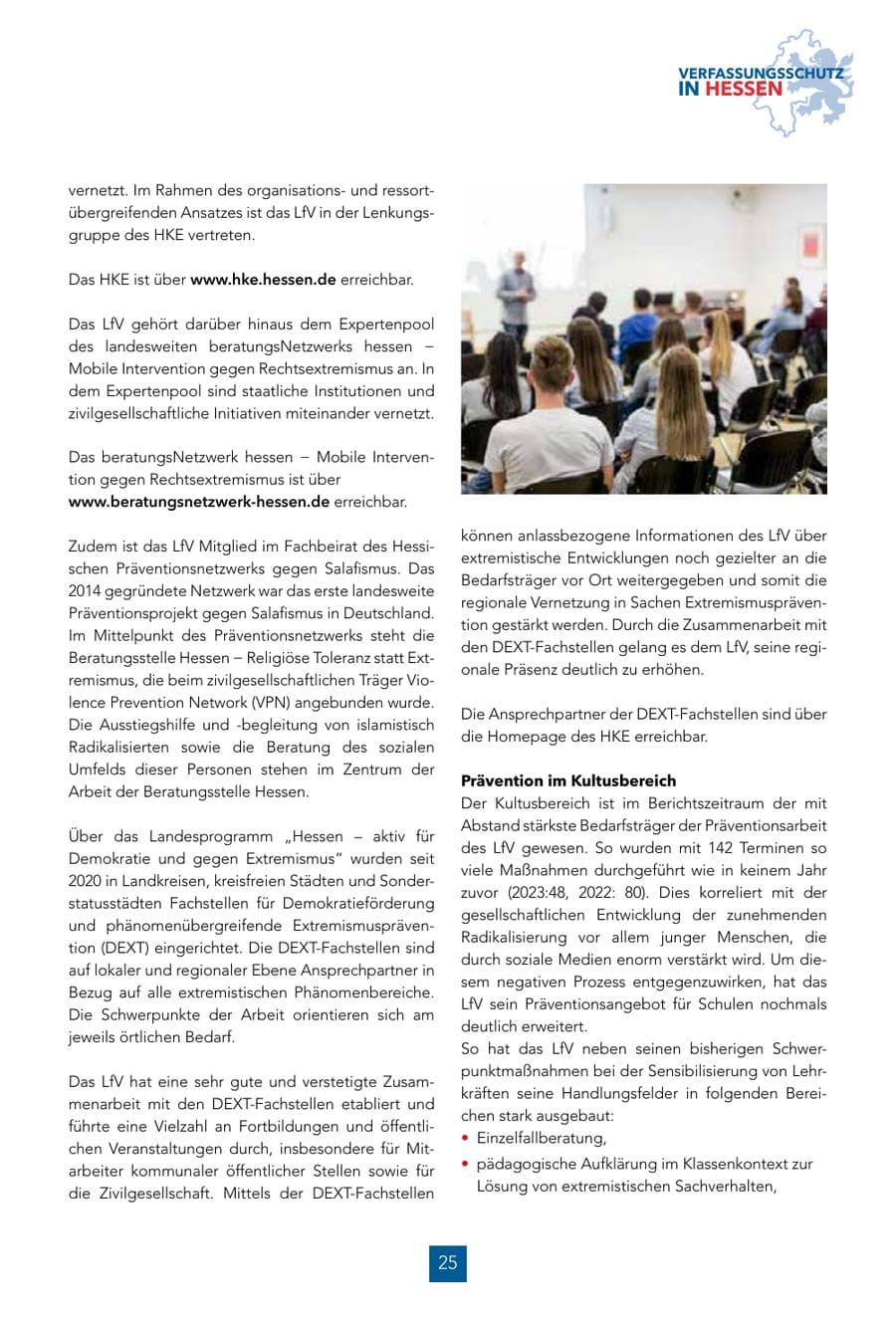 Seite 25 des Verfassungsschutzbericht 2024 Hessen