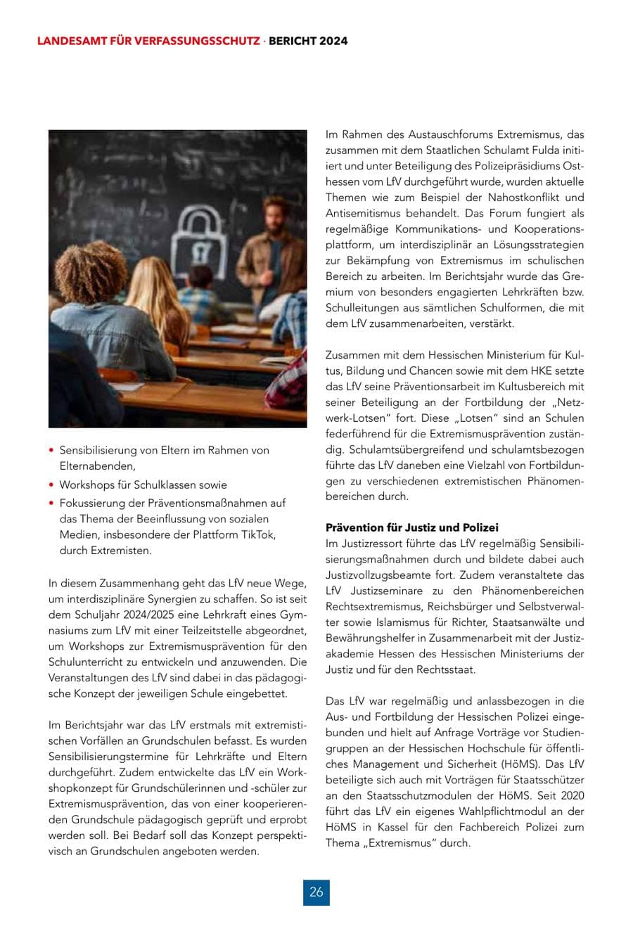 Seite 26 des Verfassungsschutzbericht 2024 Hessen