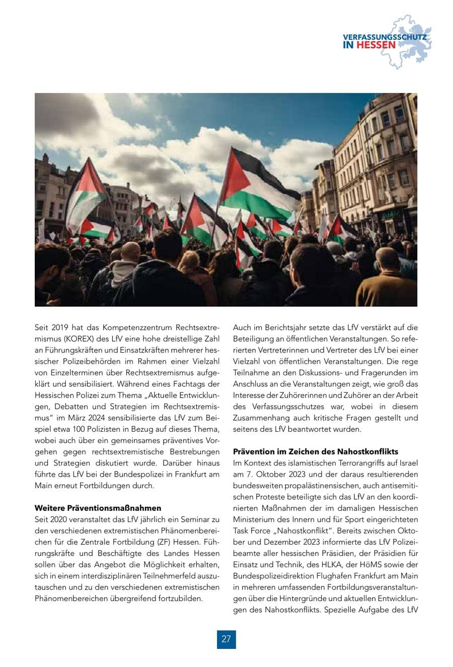 Seite 27 des Verfassungsschutzbericht 2024 Hessen