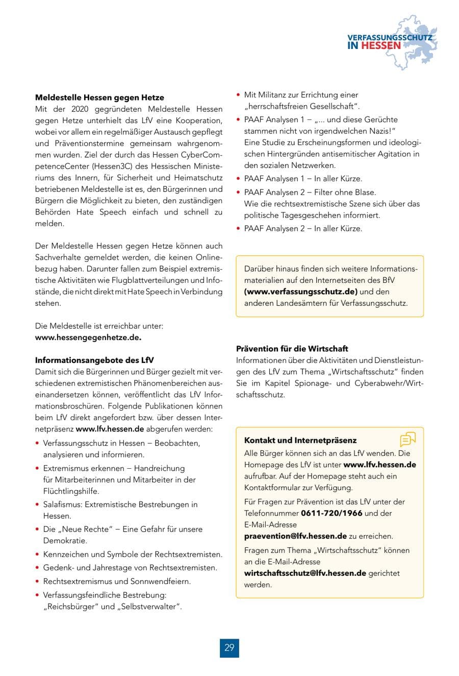 Seite 29 des Verfassungsschutzbericht 2024 Hessen