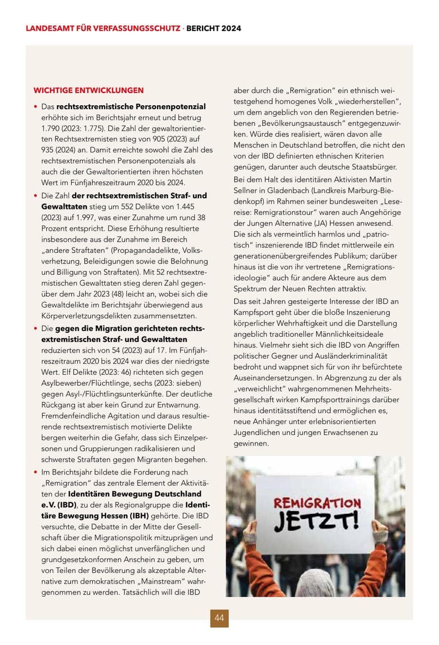 Seite 44 des Verfassungsschutzbericht 2024 Hessen