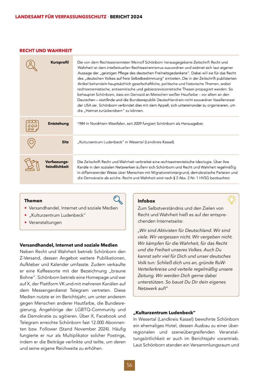 Seite 56 des Verfassungsschutzbericht 2024 Hessen