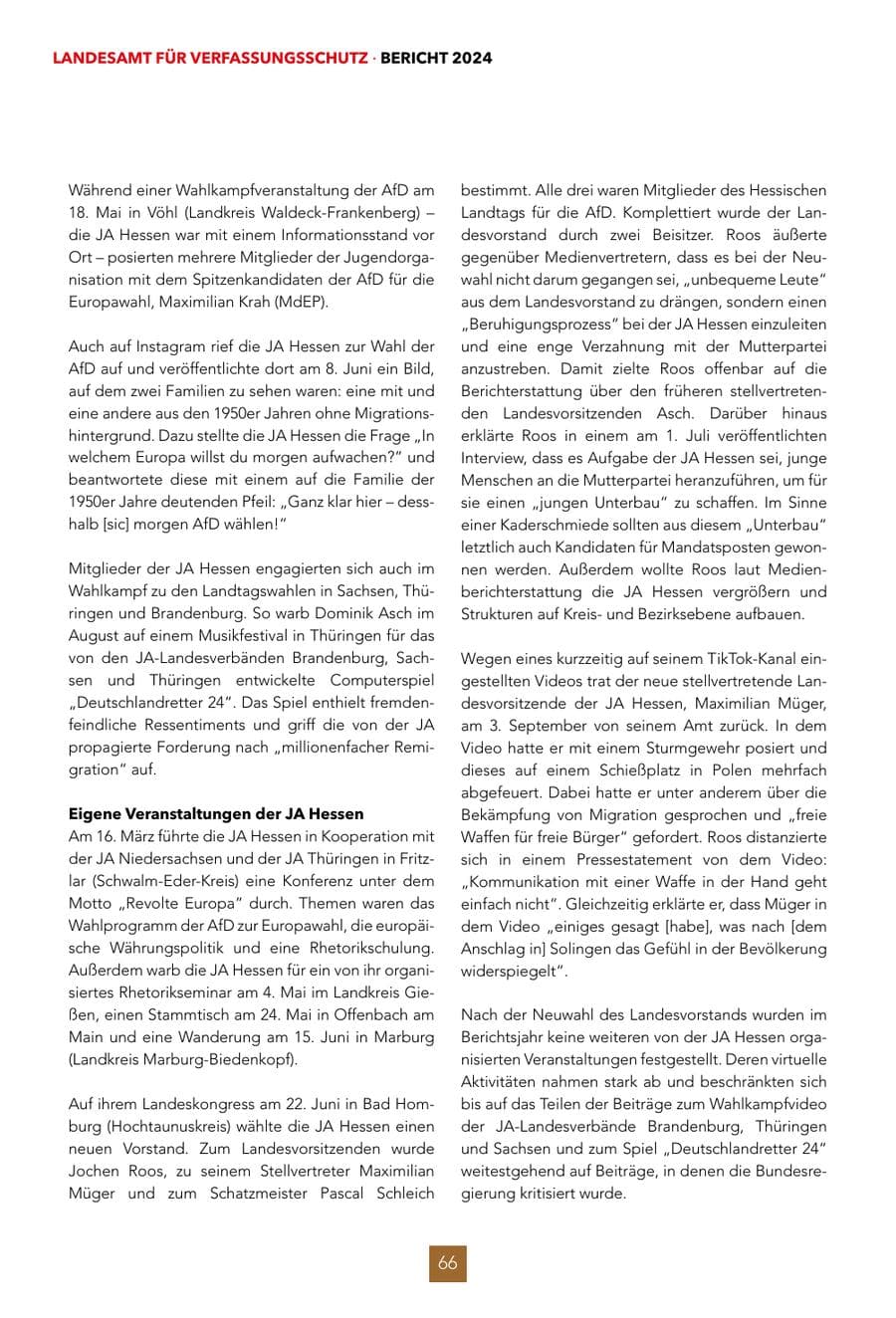 Seite 66 des Verfassungsschutzbericht 2024 Hessen