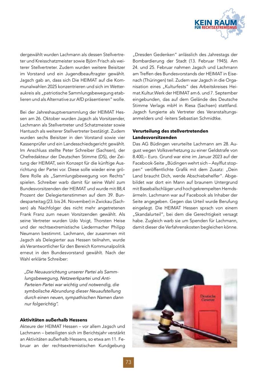 Seite 73 des Verfassungsschutzbericht 2024 Hessen
