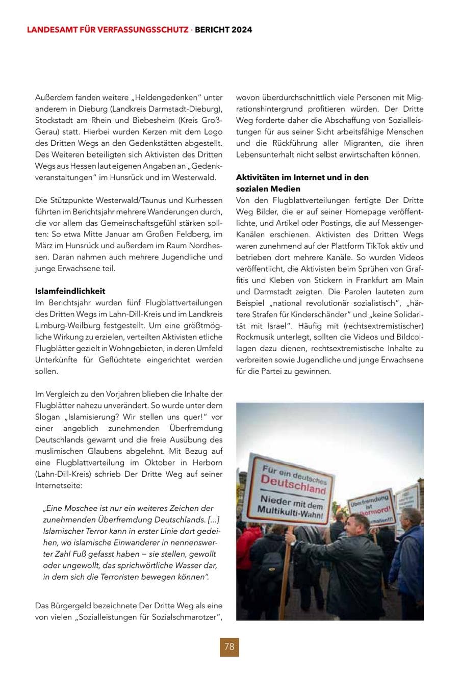 Seite 78 des Verfassungsschutzbericht 2024 Hessen