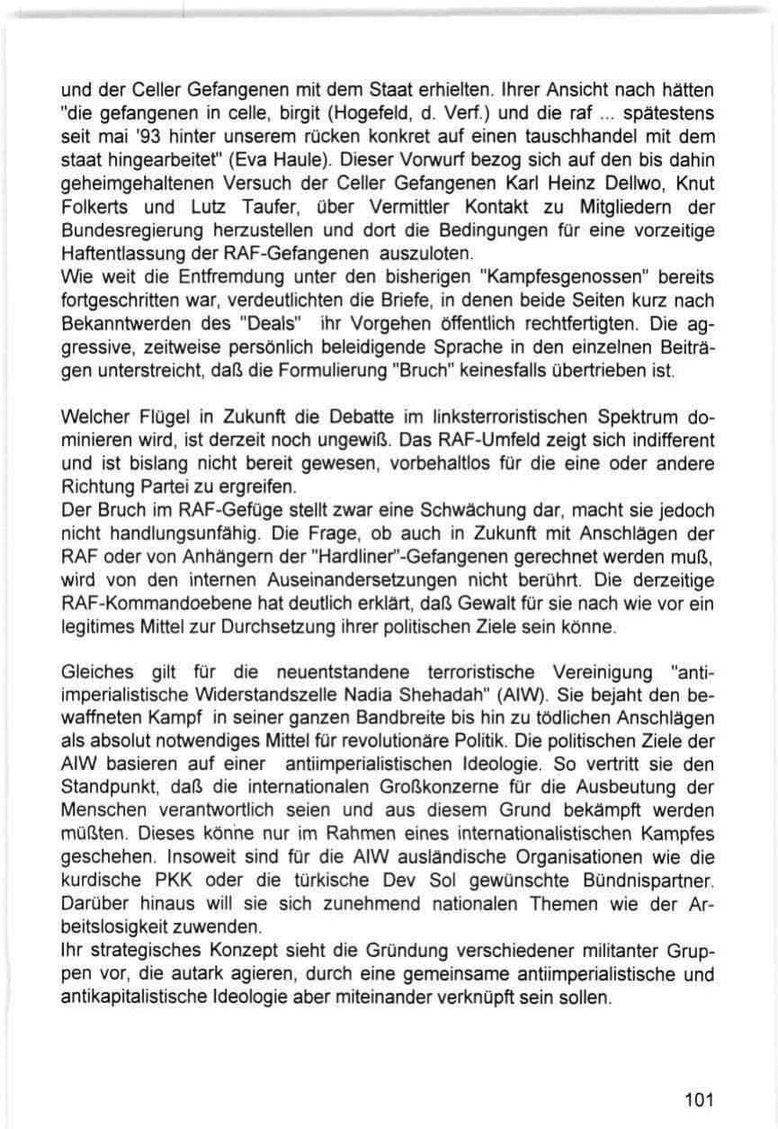 Seite 101 des Verfassungsschutzbericht 1993 Hamburg