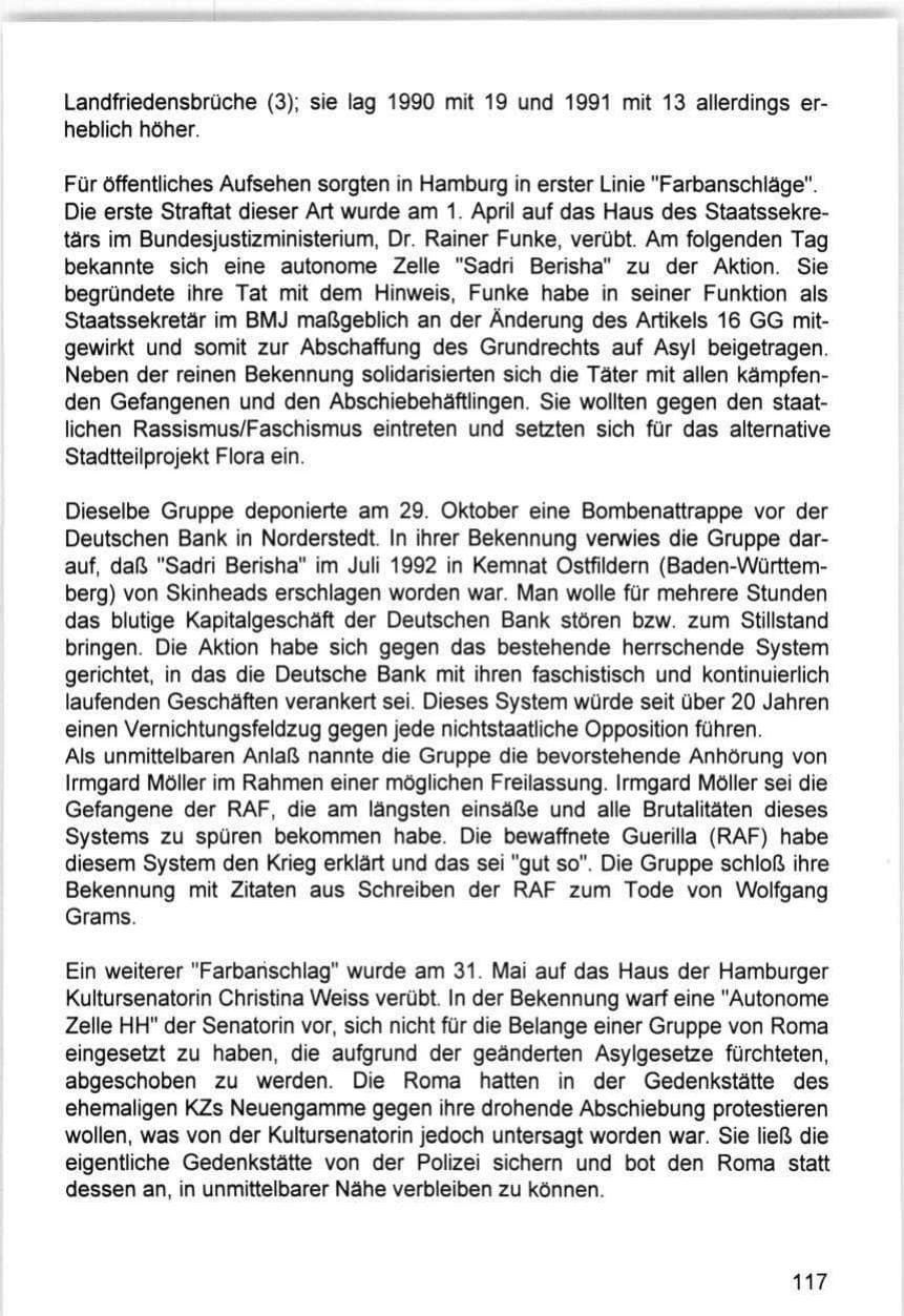 Seite 117 des Verfassungsschutzbericht 1993 Hamburg