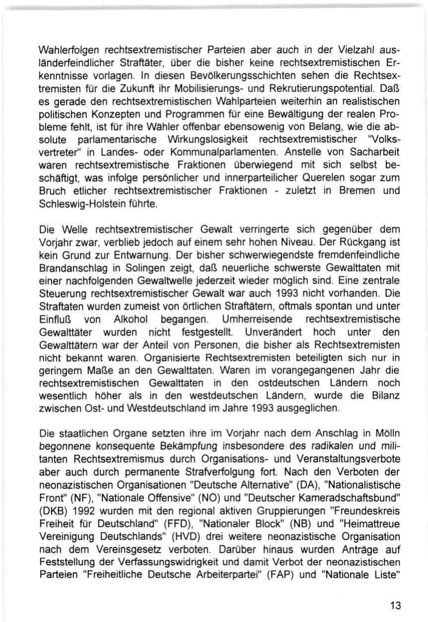 Seite 13 des Verfassungsschutzbericht 1993 Hamburg