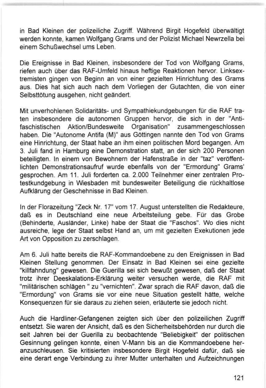 Seite 121 des Verfassungsschutzbericht 1993 Hamburg