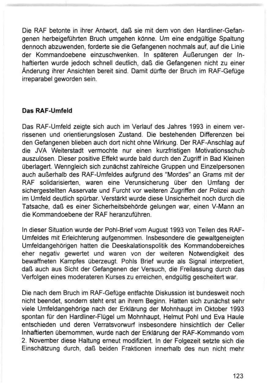 Seite 123 des Verfassungsschutzbericht 1993 Hamburg