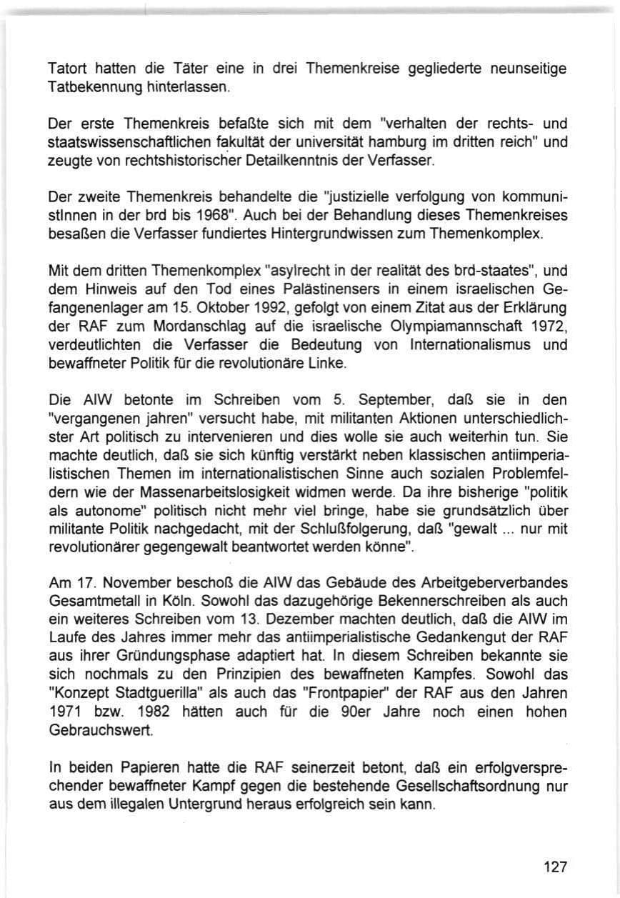 Seite 127 des Verfassungsschutzbericht 1993 Hamburg