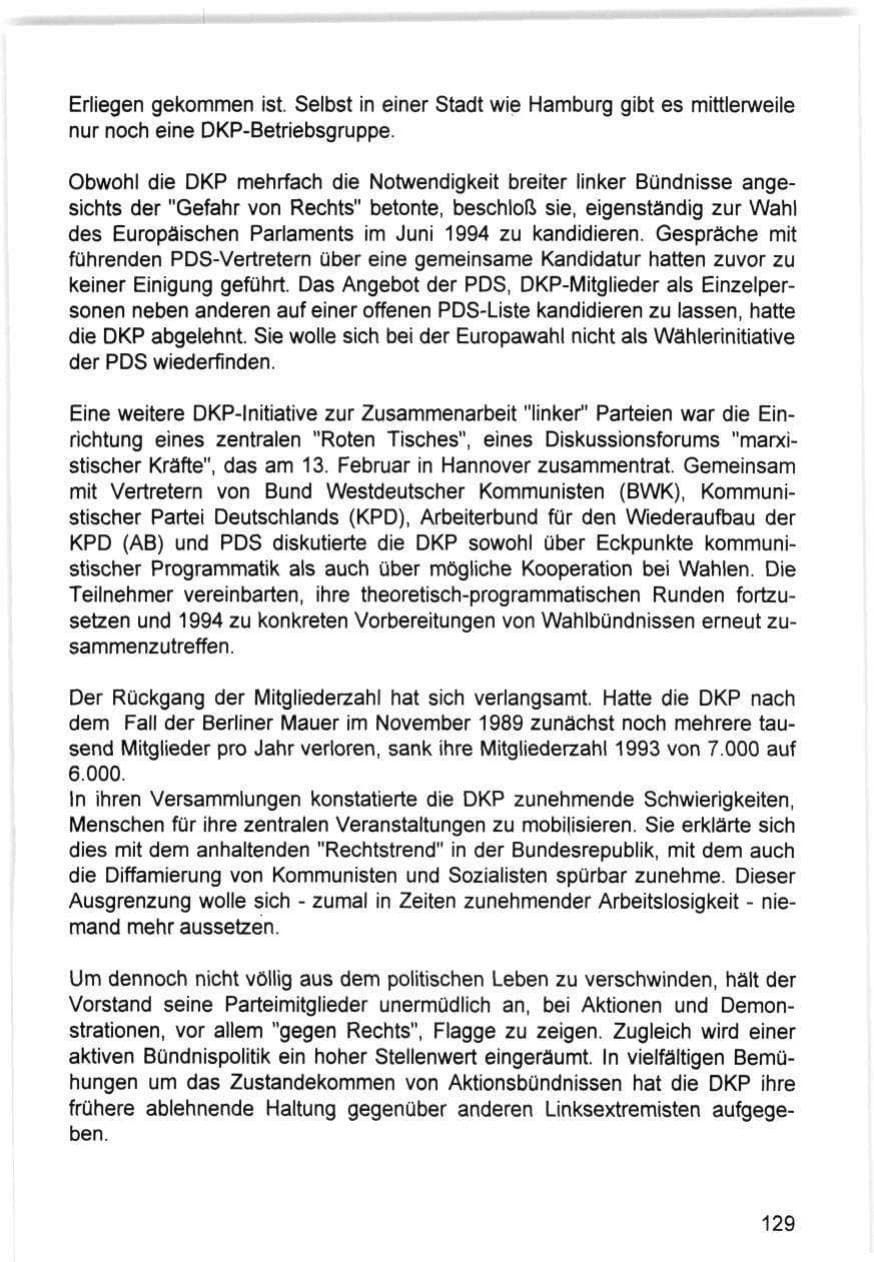 Seite 129 des Verfassungsschutzbericht 1993 Hamburg