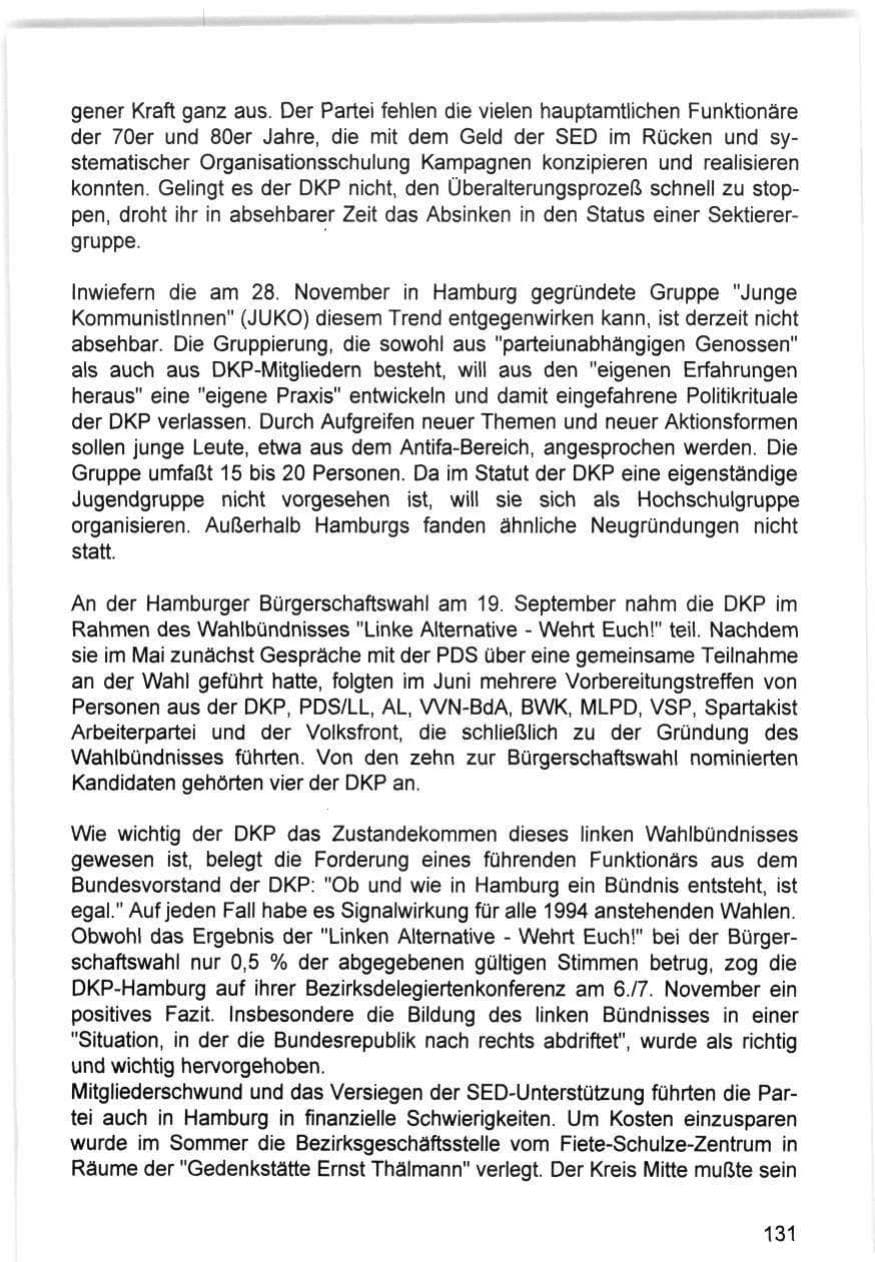 Seite 131 des Verfassungsschutzbericht 1993 Hamburg