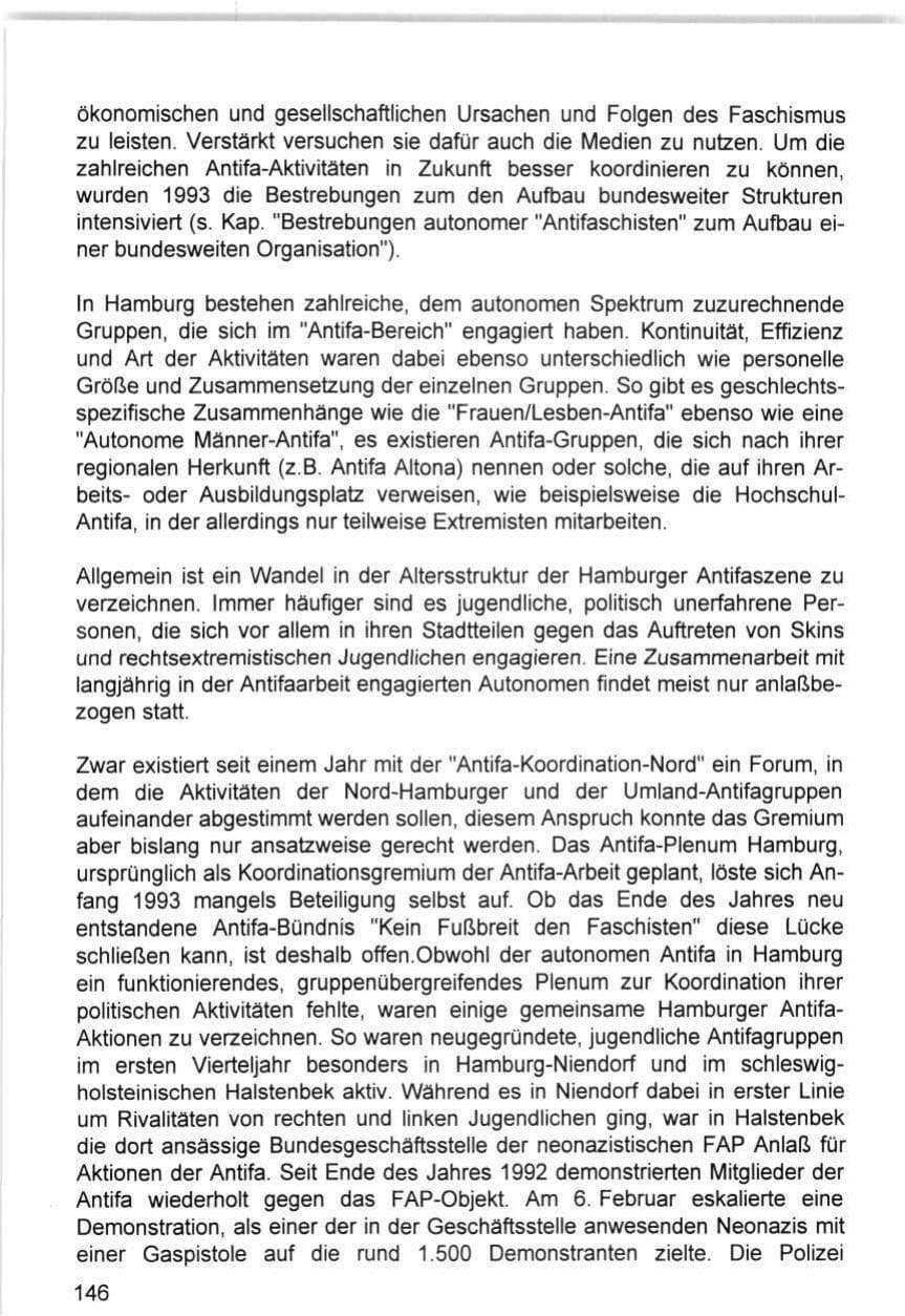 Seite 146 des Verfassungsschutzbericht 1993 Hamburg
