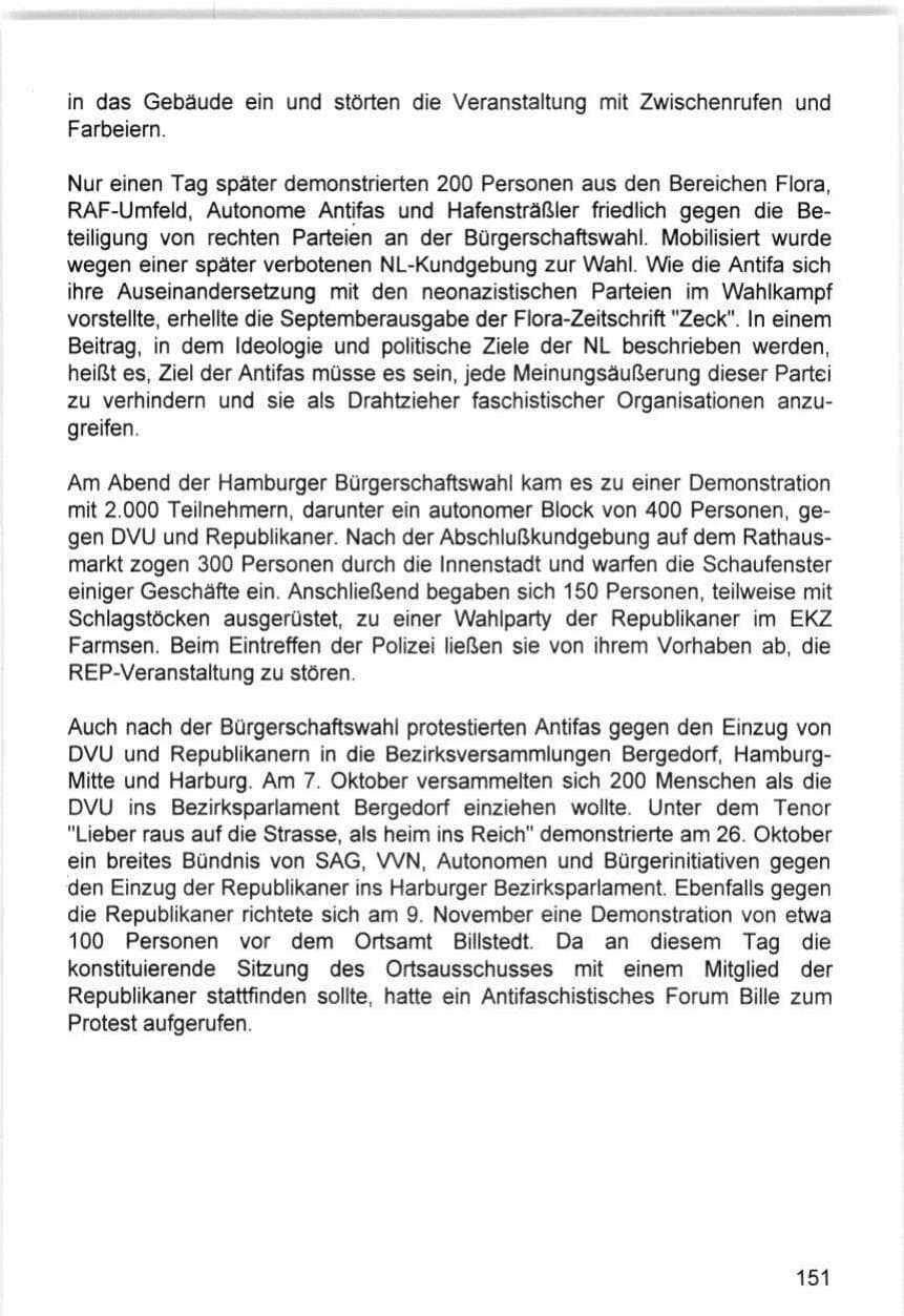 Seite 151 des Verfassungsschutzbericht 1993 Hamburg