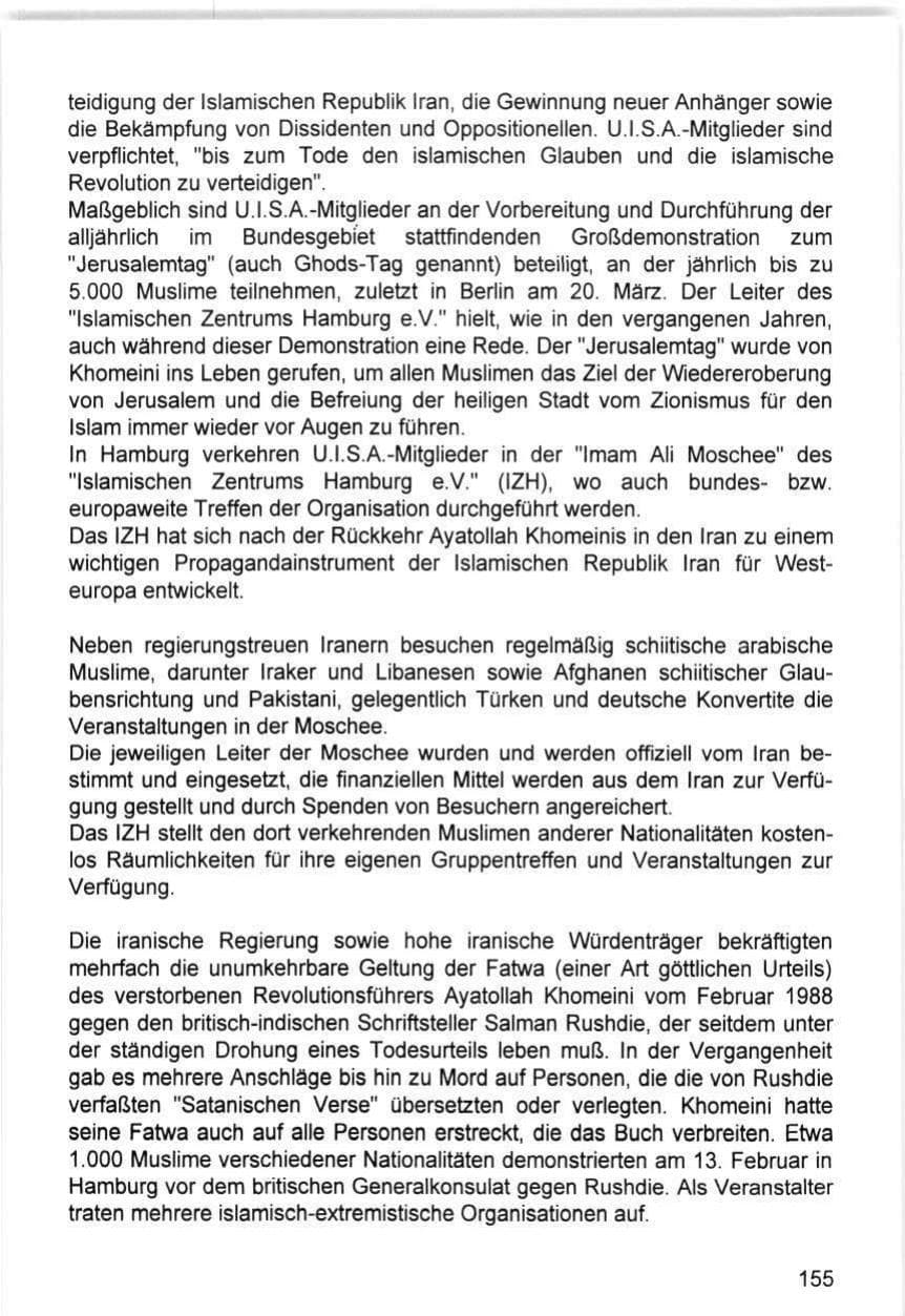 Seite 155 des Verfassungsschutzbericht 1993 Hamburg