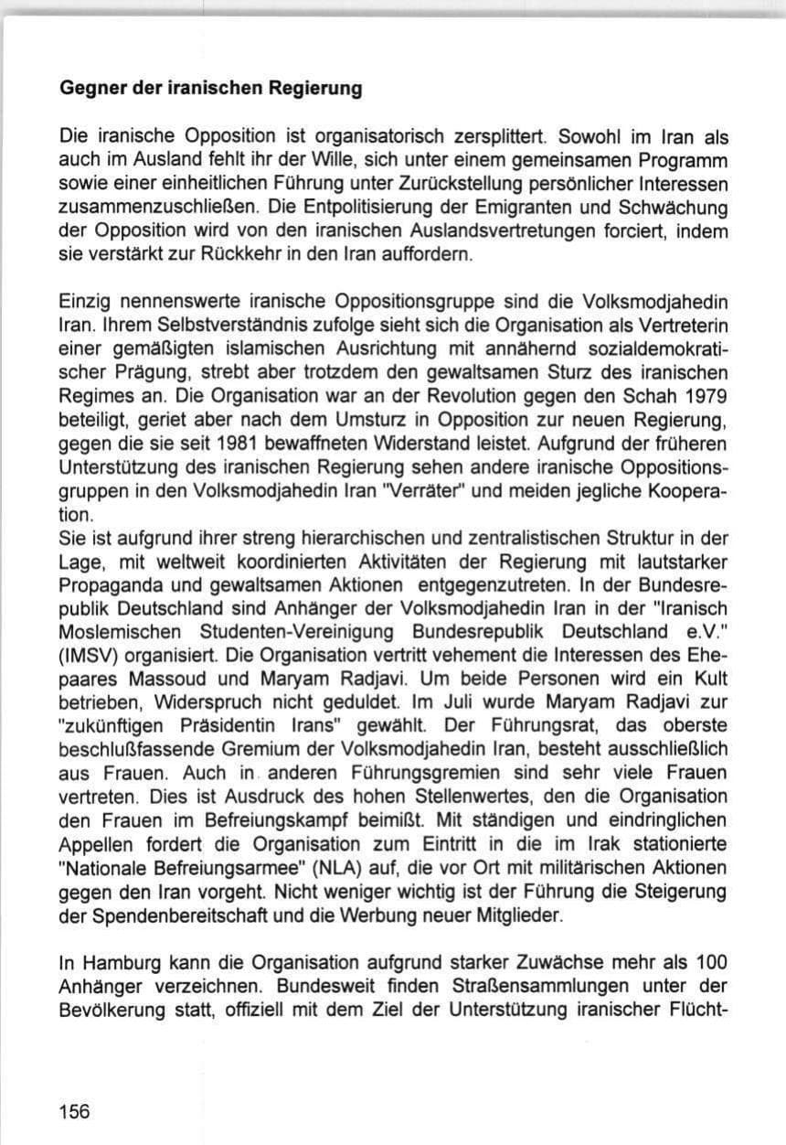 Seite 156 des Verfassungsschutzbericht 1993 Hamburg