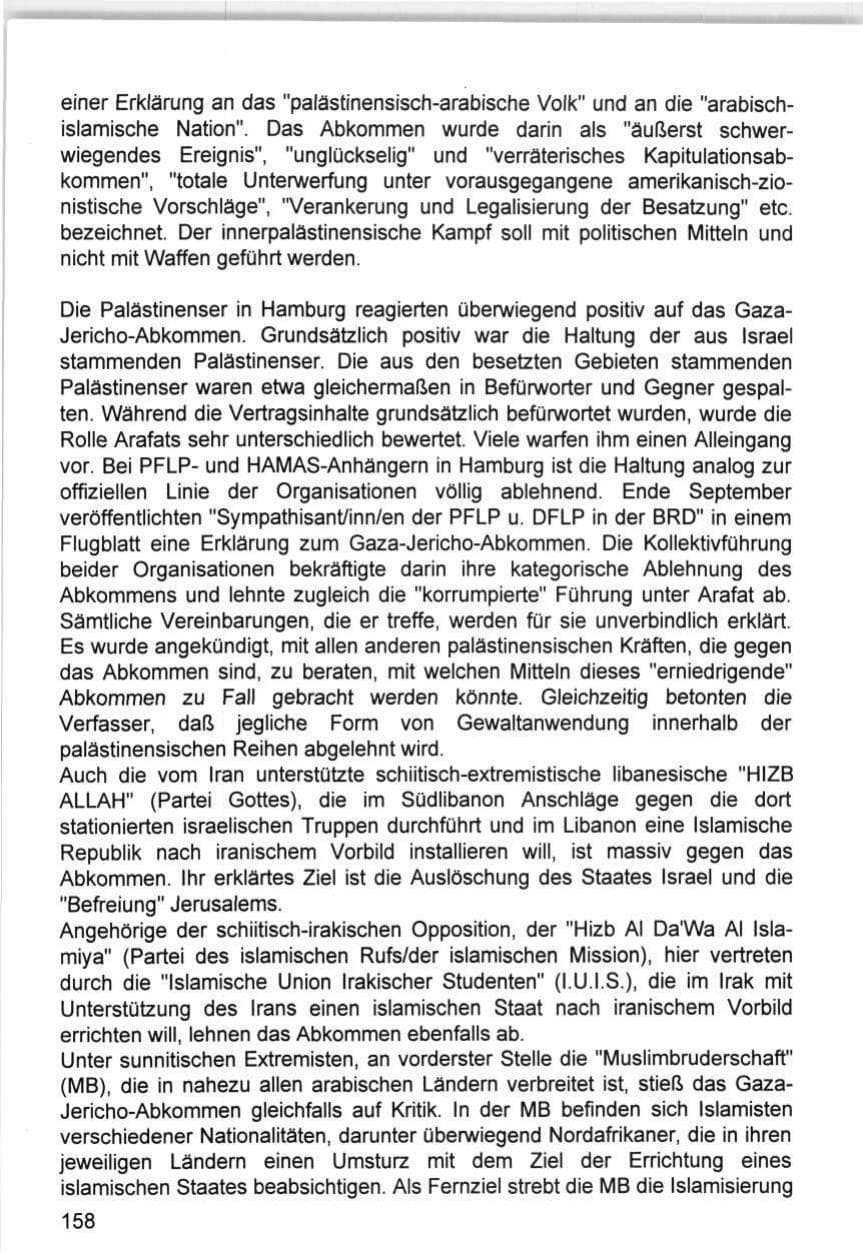 Seite 158 des Verfassungsschutzbericht 1993 Hamburg