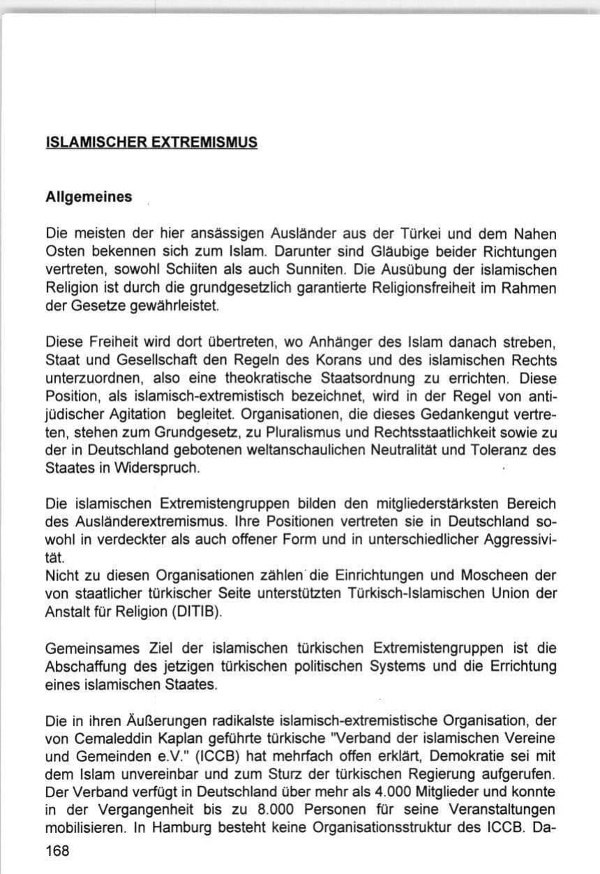 Seite 168 des Verfassungsschutzbericht 1993 Hamburg