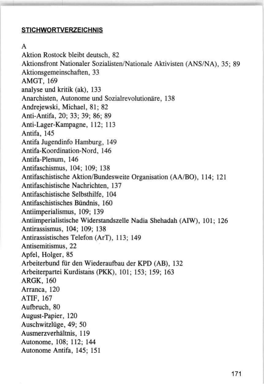 Seite 171 des Verfassungsschutzbericht 1993 Hamburg