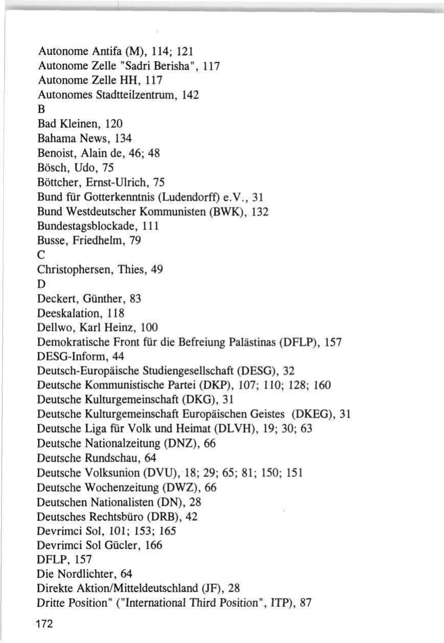 Seite 172 des Verfassungsschutzbericht 1993 Hamburg