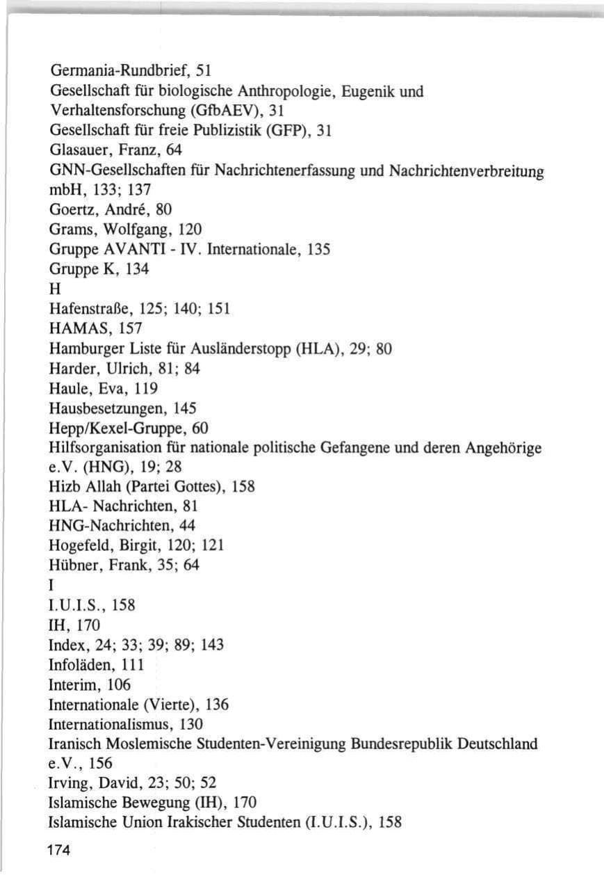 Seite 174 des Verfassungsschutzbericht 1993 Hamburg