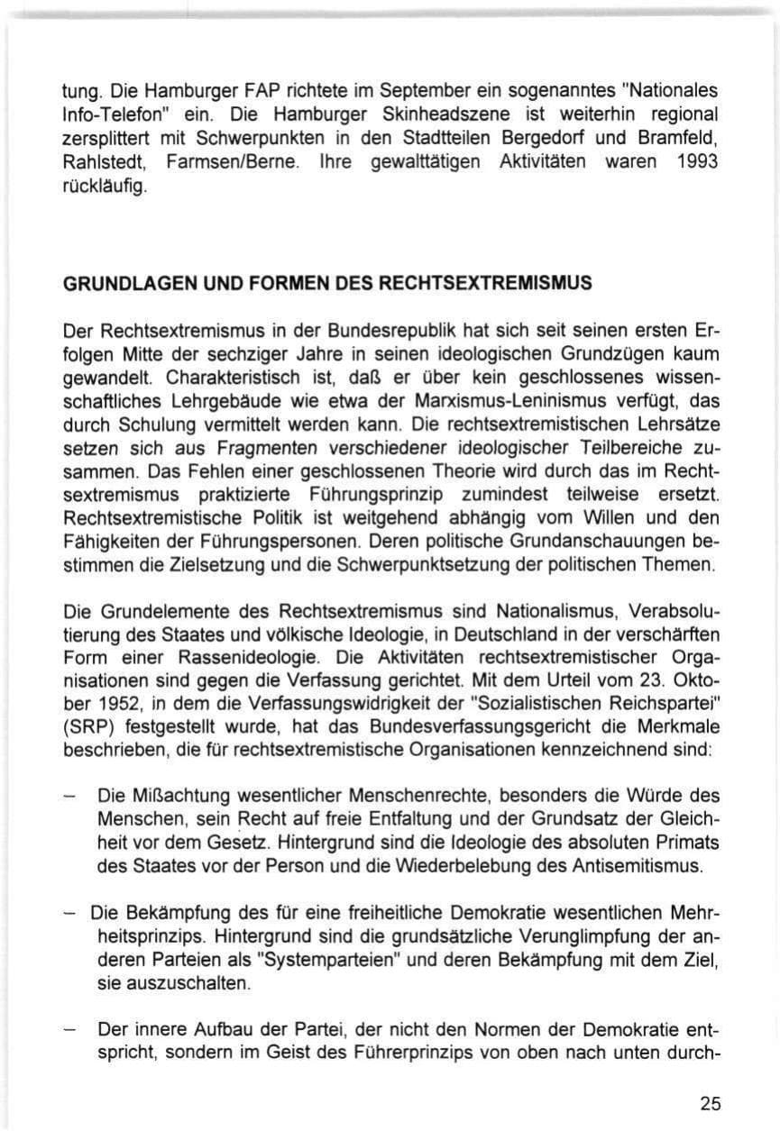 Seite 25 des Verfassungsschutzbericht 1993 Hamburg