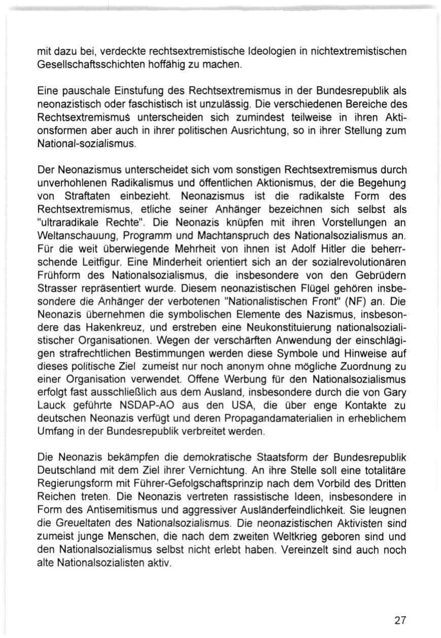 Seite 27 des Verfassungsschutzbericht 1993 Hamburg