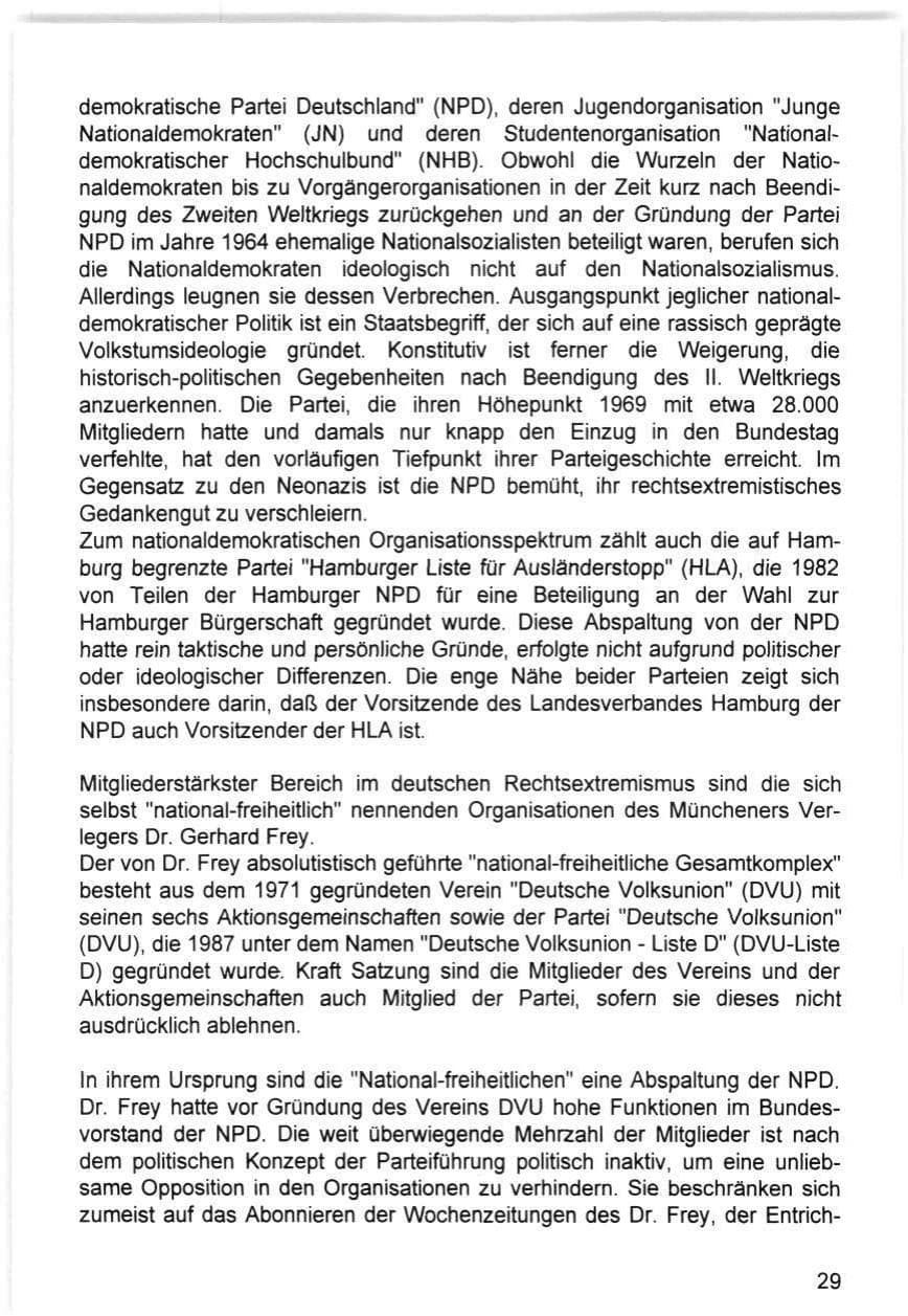 Seite 29 des Verfassungsschutzbericht 1993 Hamburg