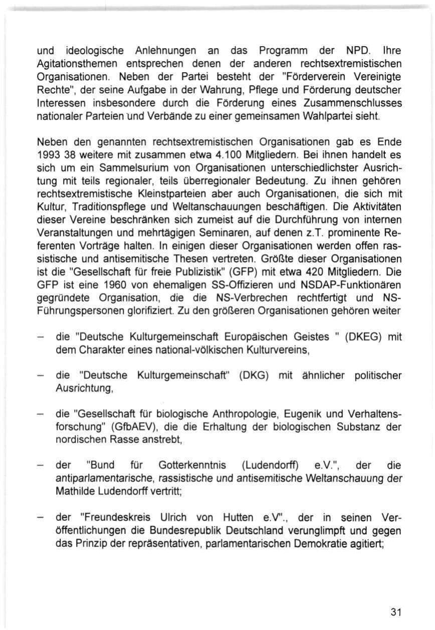 Seite 31 des Verfassungsschutzbericht 1993 Hamburg