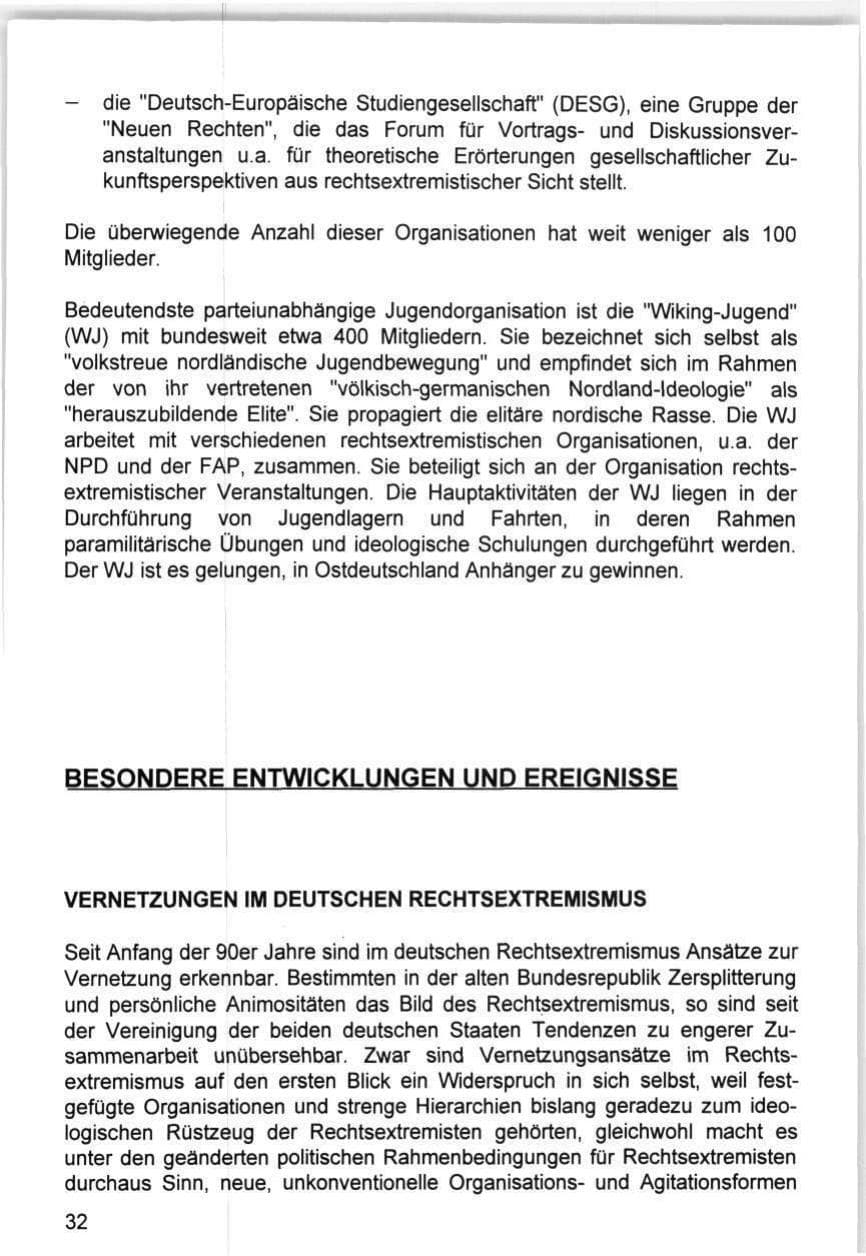 Seite 32 des Verfassungsschutzbericht 1993 Hamburg