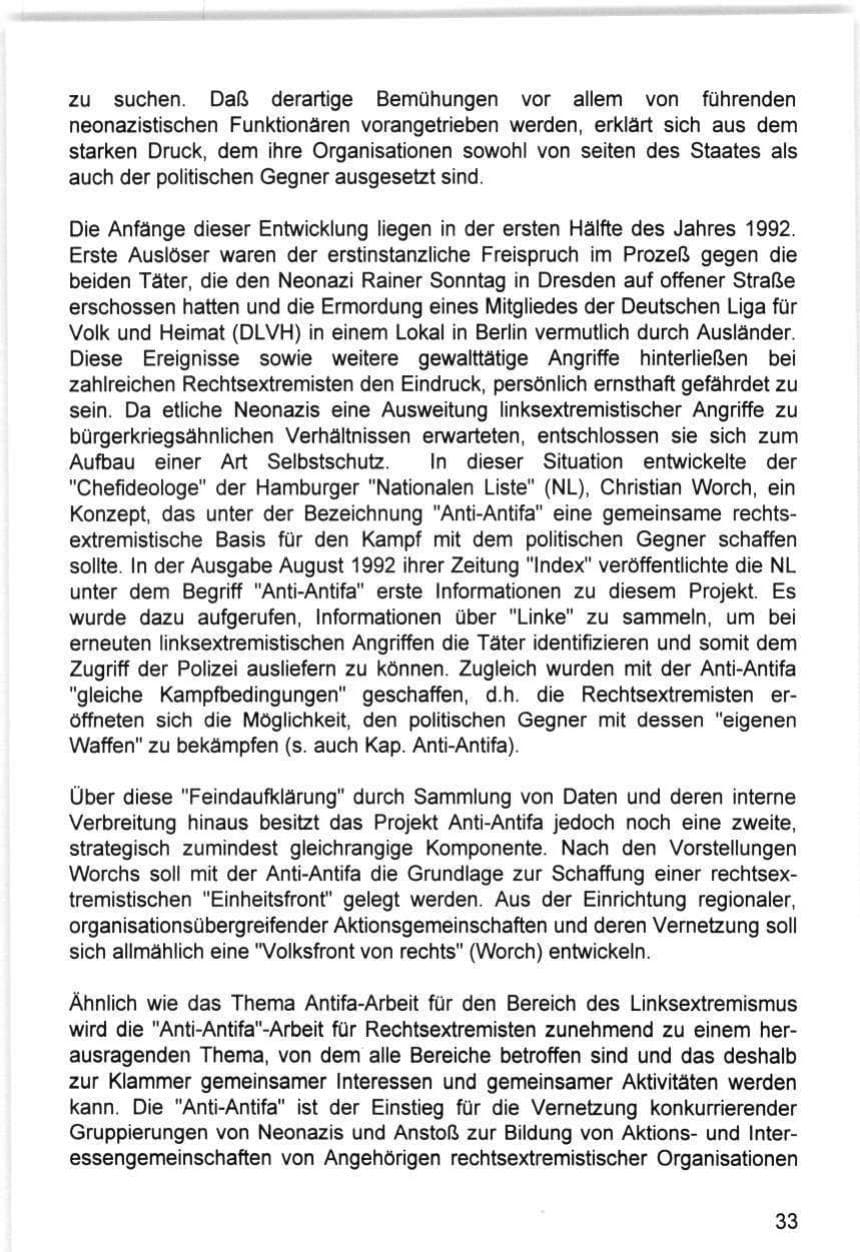 Seite 33 des Verfassungsschutzbericht 1993 Hamburg