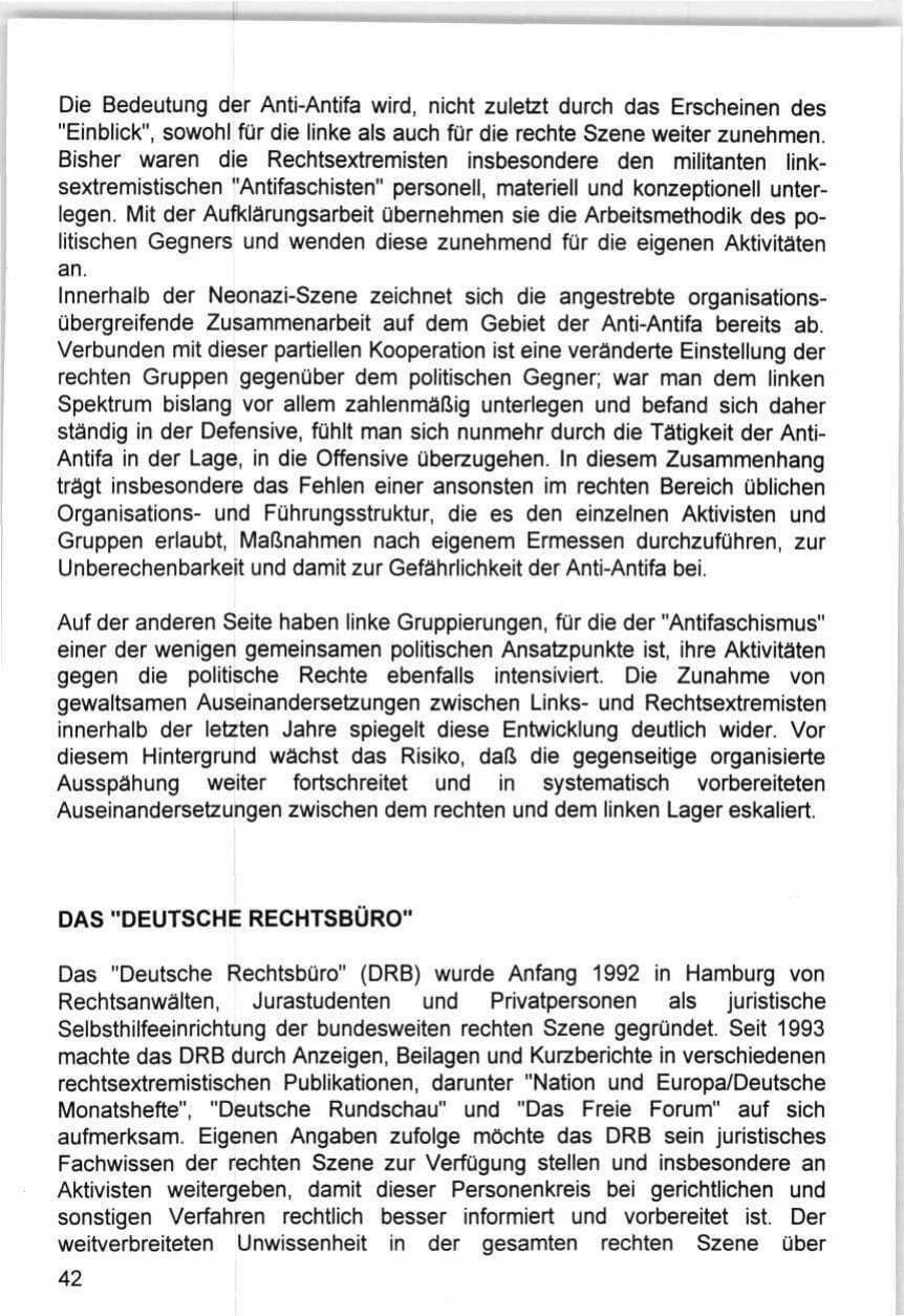 Seite 42 des Verfassungsschutzbericht 1993 Hamburg