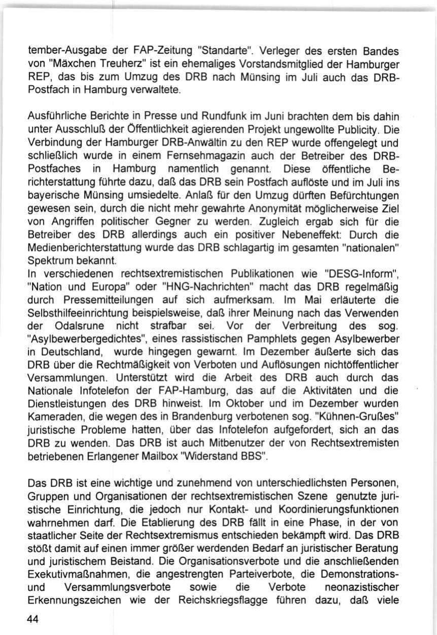 Seite 44 des Verfassungsschutzbericht 1993 Hamburg