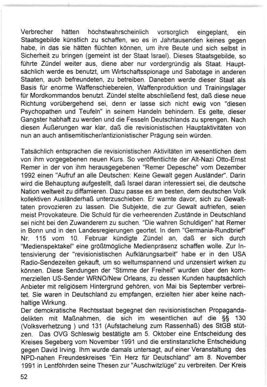 Seite 52 des Verfassungsschutzbericht 1993 Hamburg