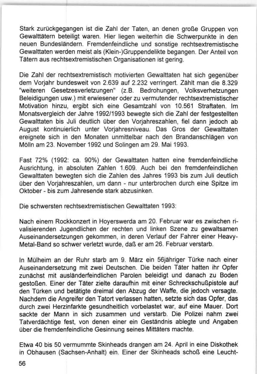 Seite 56 des Verfassungsschutzbericht 1993 Hamburg