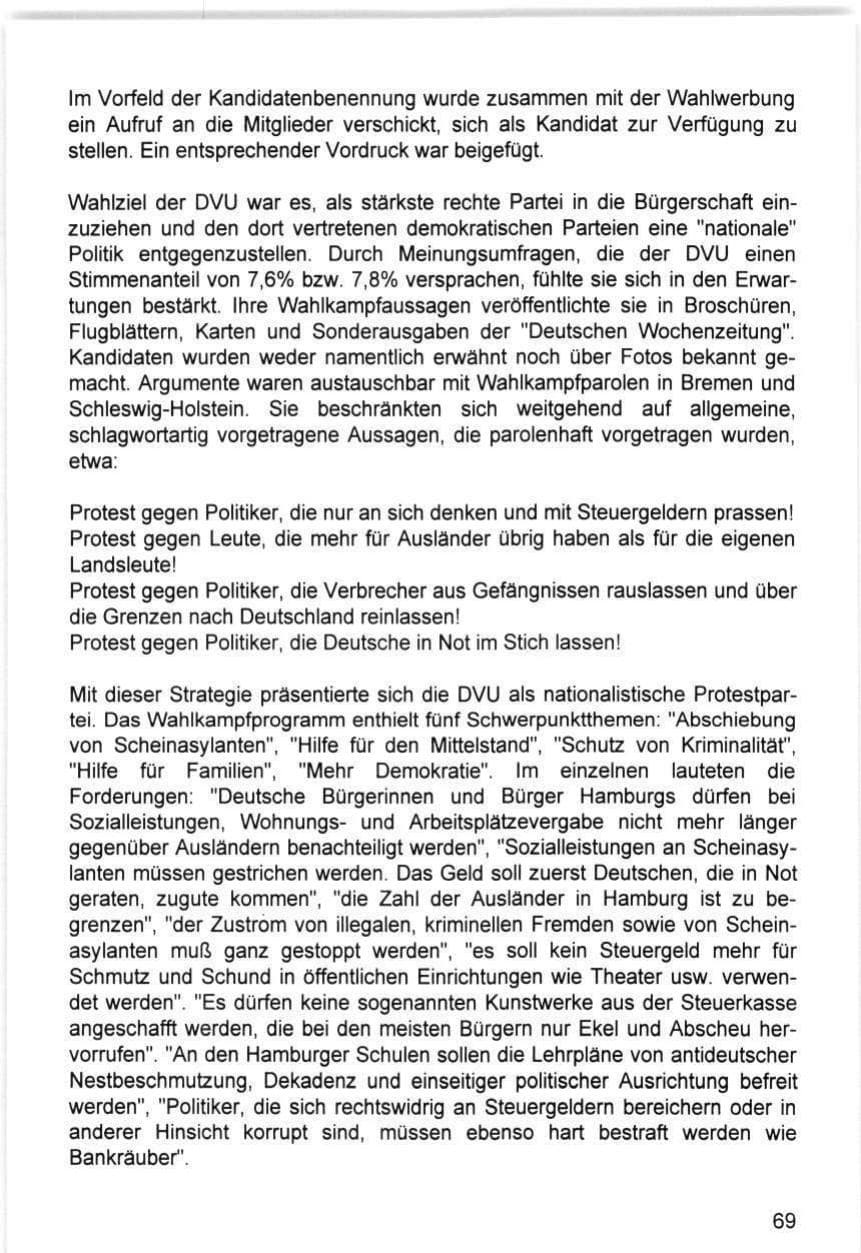 Seite 69 des Verfassungsschutzbericht 1993 Hamburg