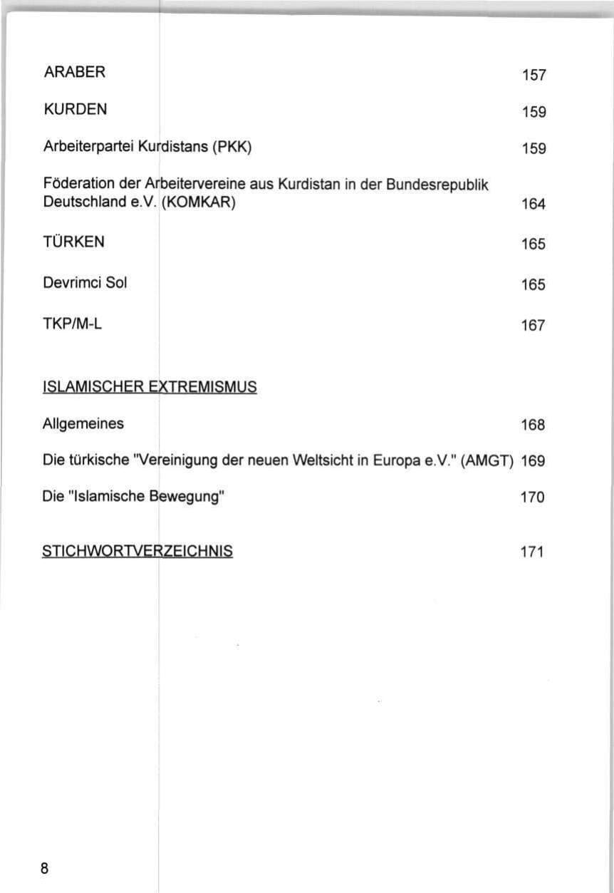 Seite 8 des Verfassungsschutzbericht 1993 Hamburg