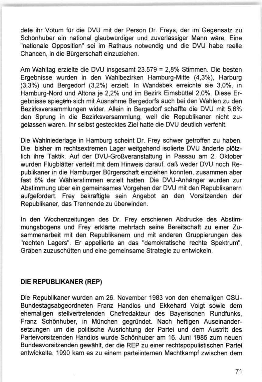 Seite 71 des Verfassungsschutzbericht 1993 Hamburg