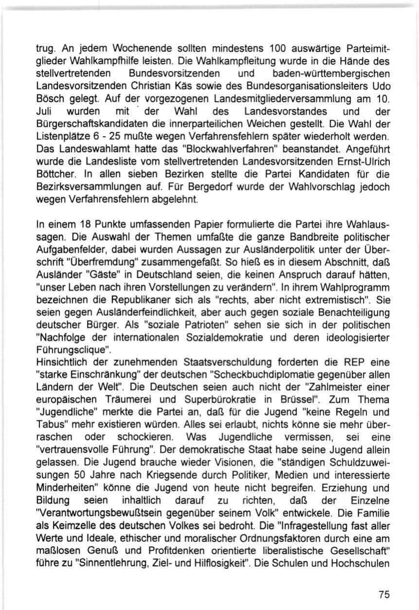 Seite 75 des Verfassungsschutzbericht 1993 Hamburg