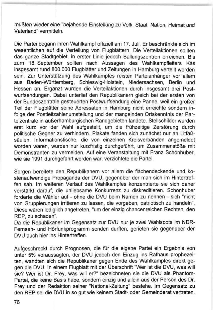 Seite 76 des Verfassungsschutzbericht 1993 Hamburg