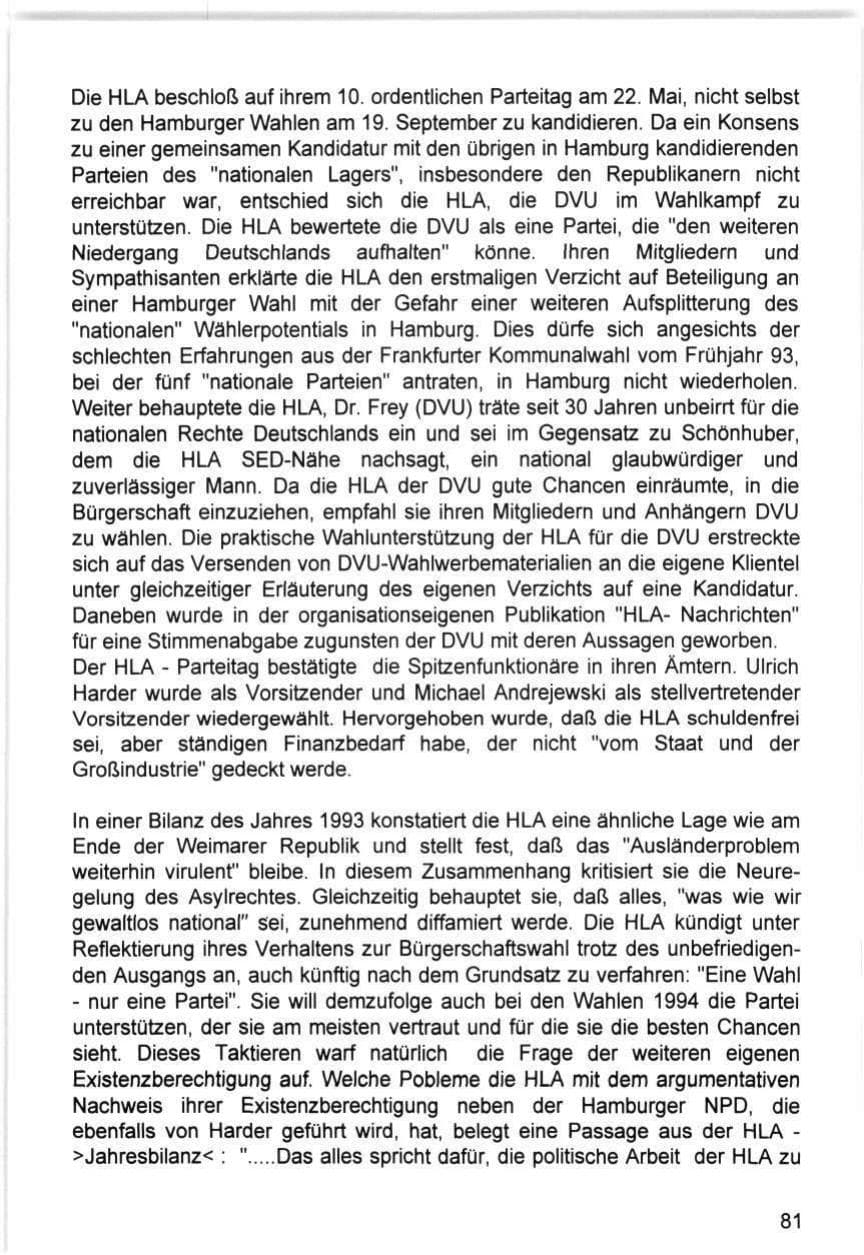 Seite 81 des Verfassungsschutzbericht 1993 Hamburg