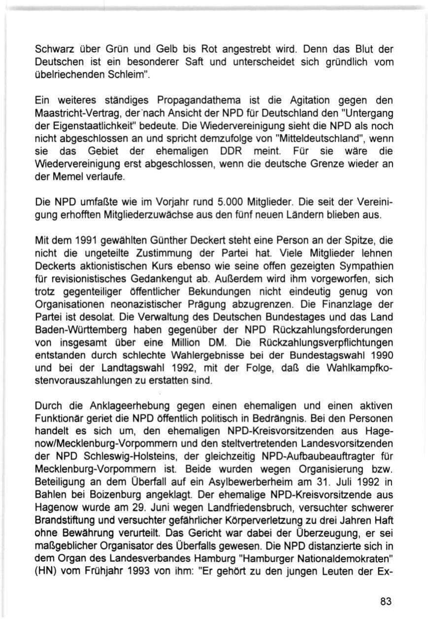 Seite 83 des Verfassungsschutzbericht 1993 Hamburg
