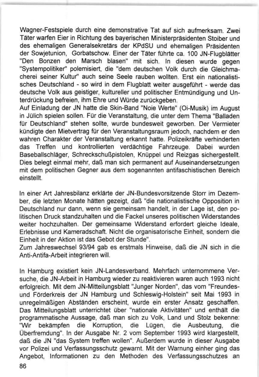 Seite 86 des Verfassungsschutzbericht 1993 Hamburg