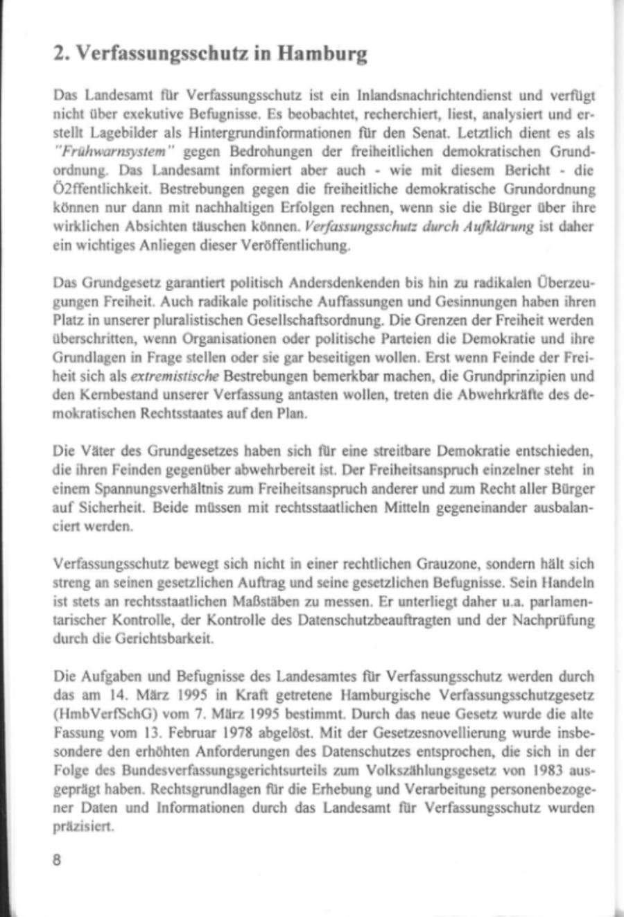 Seite 11 des Verfassungsschutzbericht 1994 Hamburg