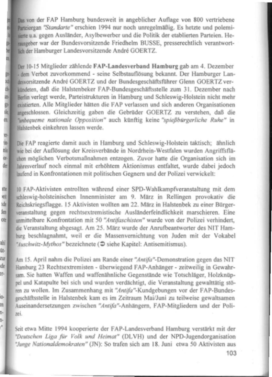 Seite 106 des Verfassungsschutzbericht 1994 Hamburg